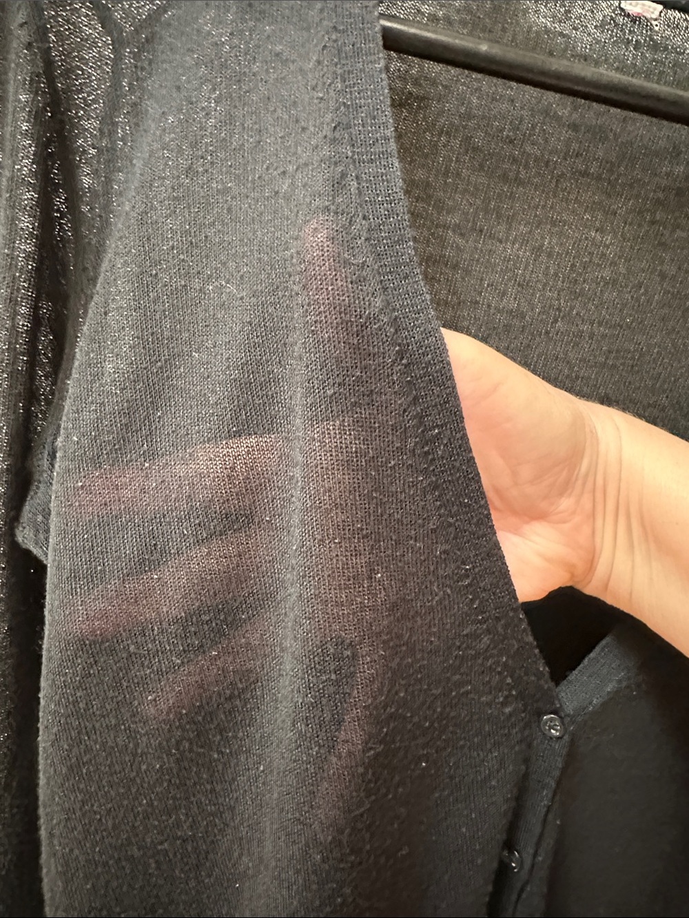 Black V-Neck Button Front Women's Cardigan Sweater - Picture 2 of 3